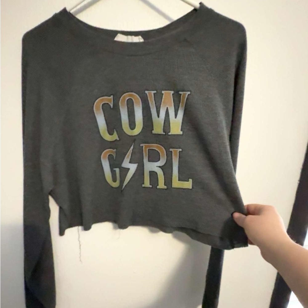 Double Zero Charcoal Cowgirl Long Sleeve Tee